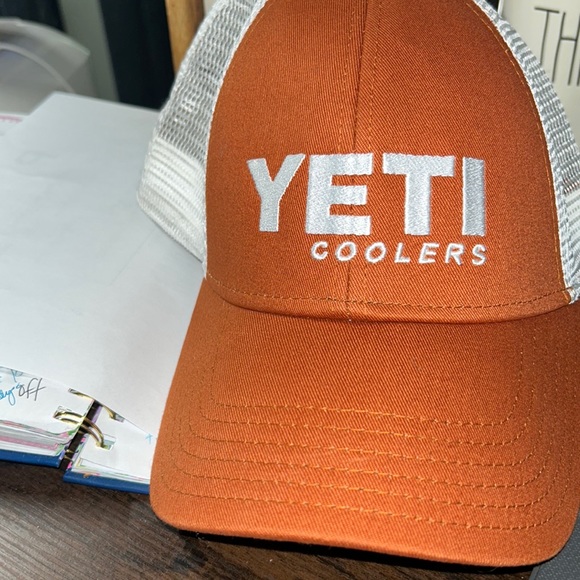 Yeti Accessories Yeti Snapback Mesh Hat Great Condition Burnt Orange And White Poshmark
